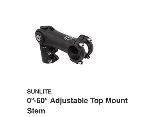 STEM MTB SUNLT ADJ AHD TOP MOUNT 90 BK 31.8-25.4/28.6